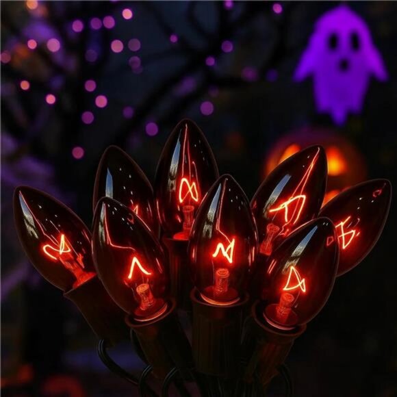 25Ft Halloween Dark Purple String Lights, C9 Black Purple String Lights - Picture 1 of 8